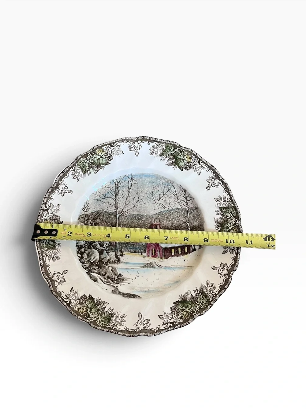 2 Johnson Bros Friendly Village Plates 10¾” The Covered Bridge & School House